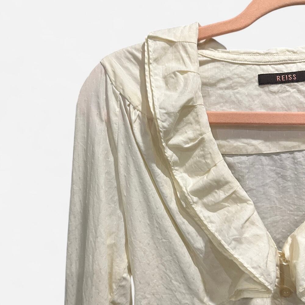 Reiss Cream Ruffle Blouse - Picture 5 of 9